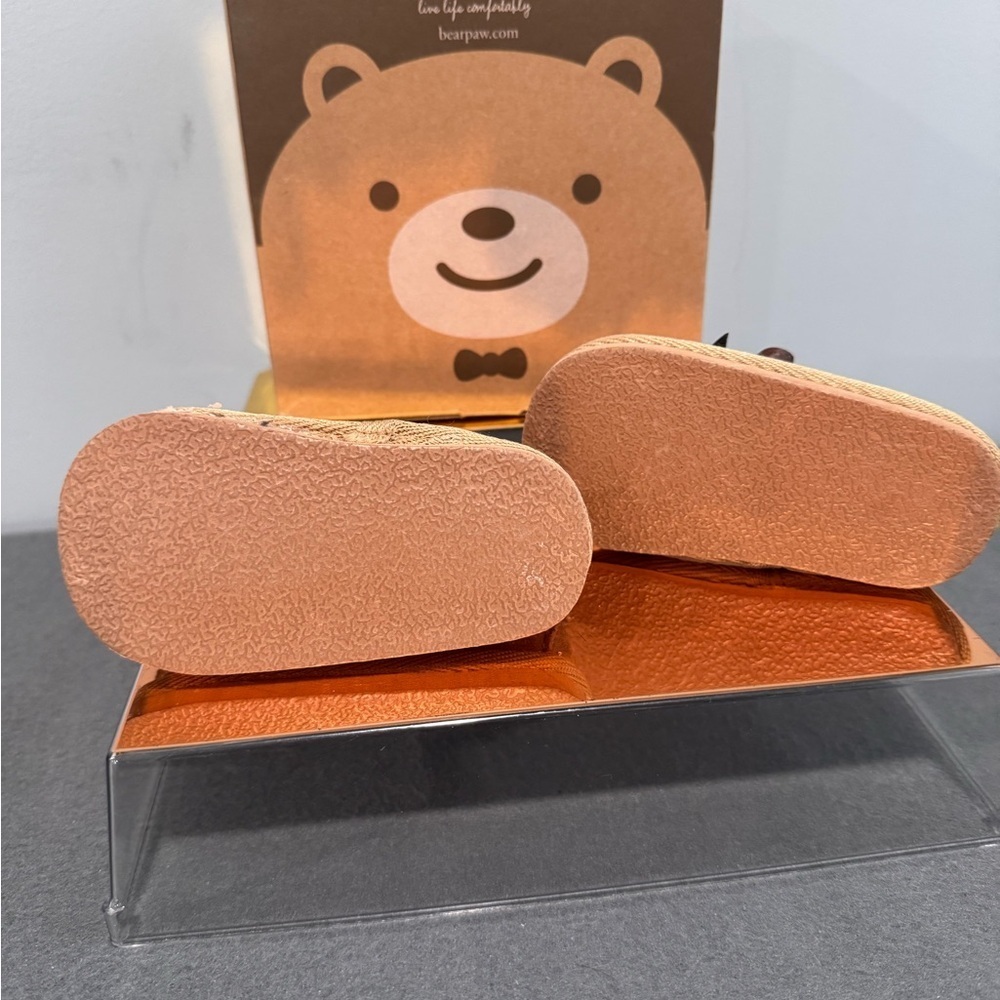 BearPaw Kids Tan Suede Slippers with Bow - Picture 5 of 7